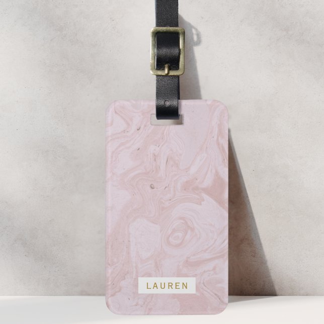 Modern Pink Marble Personalized Luggage Tag (Creator Uploaded)