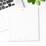 Modern Pink Minimalist Elegant Monogram Notepad<br><div class="desc">Create your own personalized notepad with elegant minimalist monogram initials in pink colour.</div>