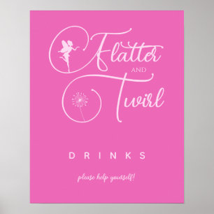 Modern Pink Minimalist Fairy Drinks Poster