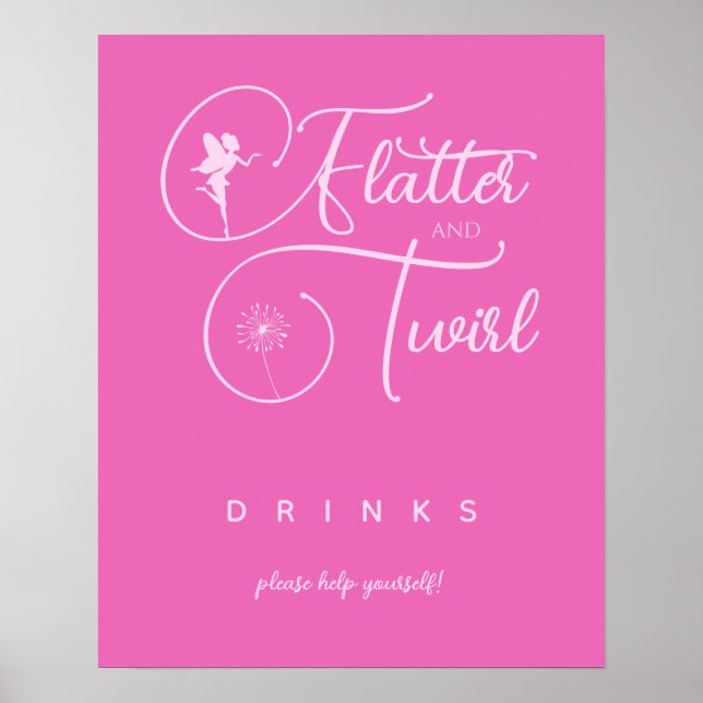 Modern Pink Minimalist Fairy Drinks Poster (Front)