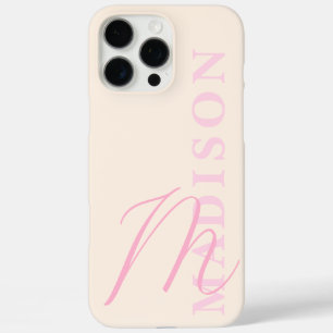 Modern Pink Minimalist Initial Monogram iPhone 16 Pro Max Case