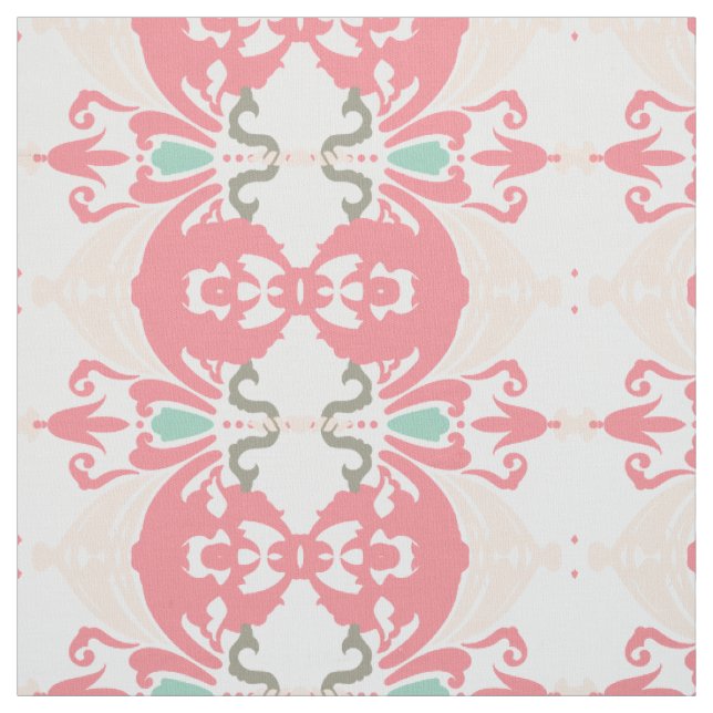 Modern Pink Mint Grey Floral Custom Fabric (Swatch)