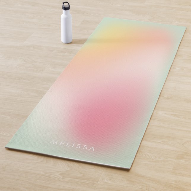 Modern Pink Mint Pastel Ombre Gradient Fitness  Yoga Mat (In Situ)