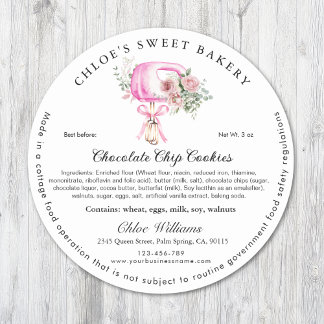 Modern Pink Mixer, Home Bakery Cottage Law  Classic Round Sticker