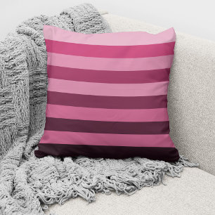 Modern Pink Monochrome Colour Block Stripes Throw Pillow