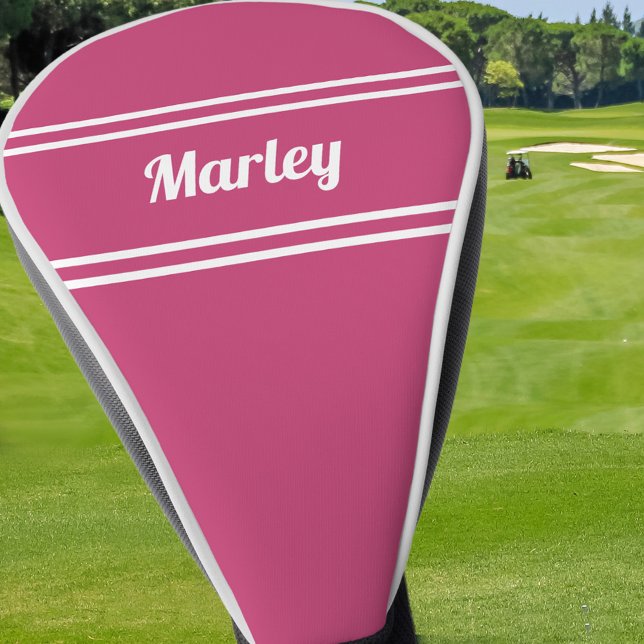 Modern Pink Monogram Golfer Name Template  Golf Head Cover (Creator Uploaded)