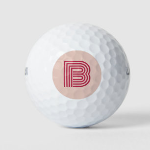 Modern Pink Monogram Initial Personalized  Golf Balls