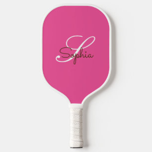 Modern Pink Monogram Personalized Name Pickleball Paddle