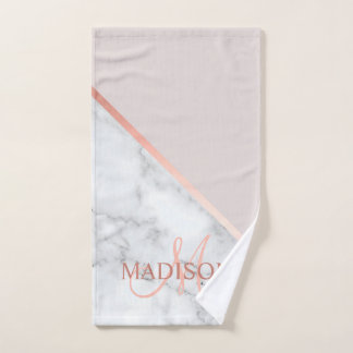 Modern Pink Monogrammed Initial Elegant Hand Towel