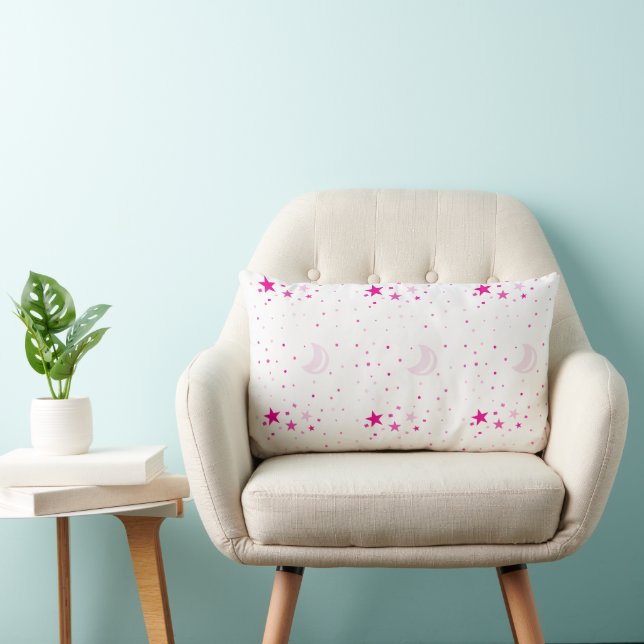 Modern Pink Moon Stars Pattern Pillow (Chair)