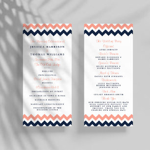 Modern Pink & Navy Chevron Wedding Program