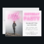 Modern Pink Neon Lights 18th Birthday Party Photo Invitation<br><div class="desc">Modern Pink Neon Lights 18th Birthday Party Photo Invitation</div>