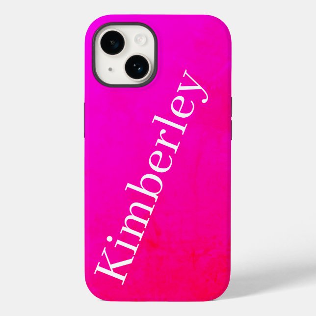 Modern Pink Neon Monogram Trendy Fashion Colours Case-Mate iPhone Case (Back)