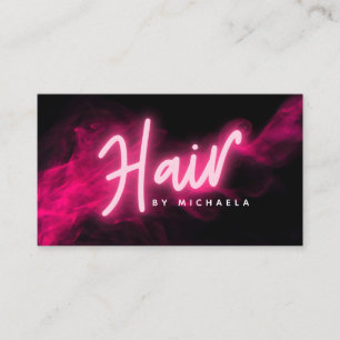 Modern Pink Neon & Smoke Hair Stylst Business Card