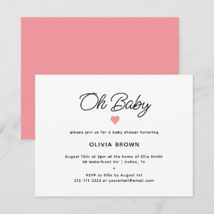 Modern Pink Oh Baby Shower Invitation