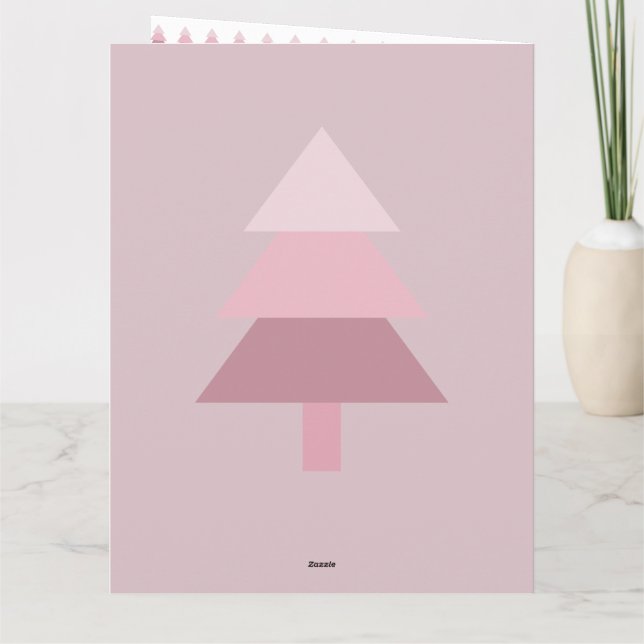 Modern Pink Ombre Christmas Tree Pattern Card (Back)