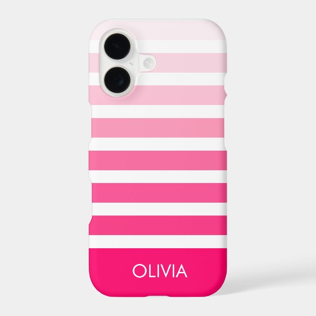 Modern Pink Ombre Striped Personalized Name (Back)