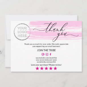 Modern Pink Online Shop Thank You Small Business Card