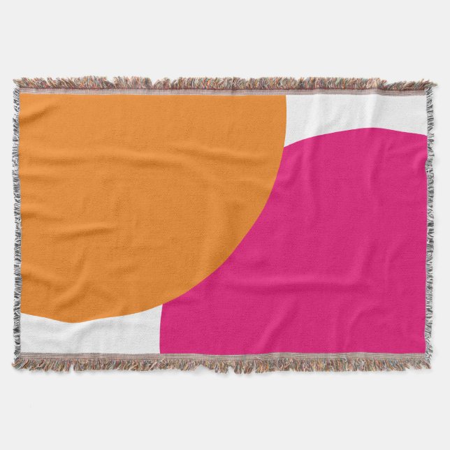 Modern Pink & Orange Abstract Throw Blanket (Front)