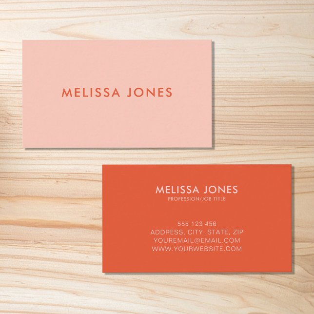 Modern Pink Orange Minimalist Business Card (Creator Uploaded)