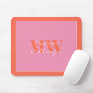 Modern Pink Orange Minimalist Script Mouse Pad