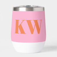 Modern Pink Orange Monogram Initials Personalized
