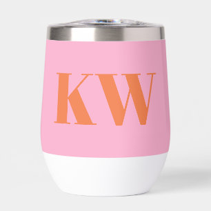 Modern Pink Orange Monogram Initials Personalized