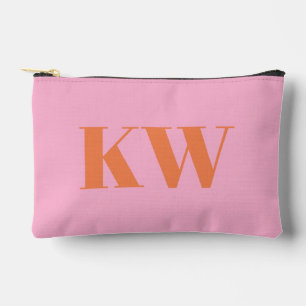Modern Pink Orange Monogram Initials Personalized Accessory Pouch