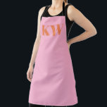 Modern Pink Orange Monogram Initials Personalized Apron<br><div class="desc">Modern Pink Orange Monogram Initials Personalized Apron</div>