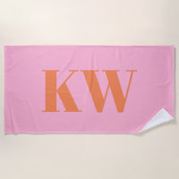 Modern Pink Orange Monogram Initials Personalized