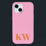 Modern Pink Orange Monogram Initials Personalized iPhone 15 Case<br><div class="desc">Modern Pink Orange Monogram Initials Personalized iPhone 15 Case</div>