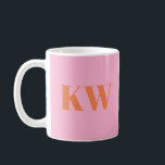 Modern Pink Orange Monogram Initials Personalized Coffee Mug<br><div class="desc">Modern Pink Orange Monogram Initials Personalized Coffee Mug</div>