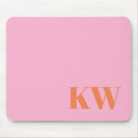 Modern Pink Orange Monogram Initials Personalized