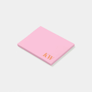 Modern Pink Orange Monogram Initials Personalized Post-it Notes