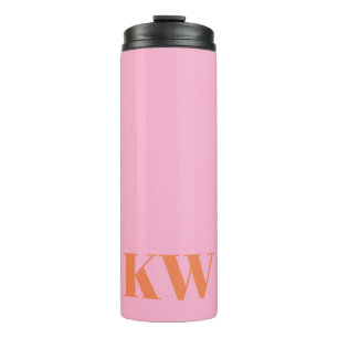 Modern Pink Orange Monogram Initials Personalized Thermal Tumbler