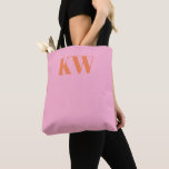 Modern Pink Orange Monogram Initials Personalized Tote Bag<br><div class="desc">Modern Pink Orange Monogram Initials Personalized Tote Bag</div>
