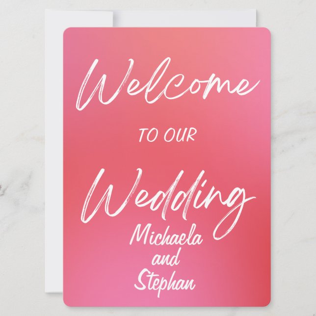Modern Pink & Orange Sunset Wedding Invitation (Front)