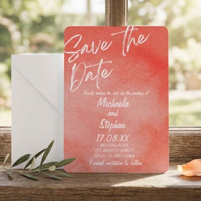 Modern Pink & Orange Sunset Wedding Invitation (Creator Uploaded)