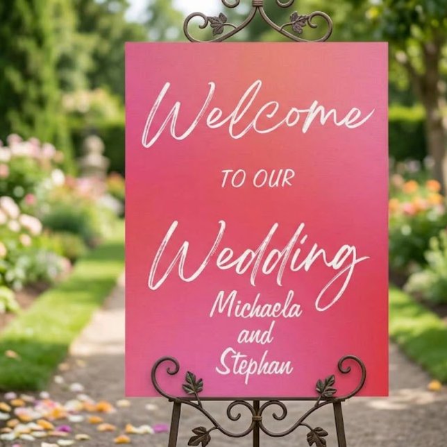Modern Pink & Orange Sunset Wedding Invitation (Creator Uploaded)