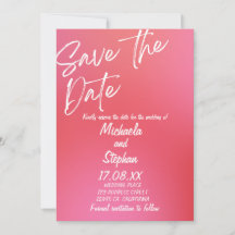 Modern Pink & Orange Sunset Wedding Invitation