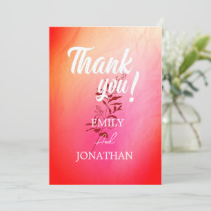 Modern pink orange watercolor typography THANK U  Invitation