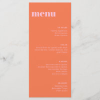 Modern Pink Orange Wedding Tall Template Menu