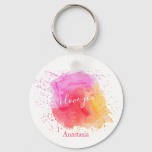 Modern Pink Paint Keychain