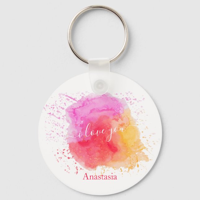 Modern Pink Paint   Keychain (Front)