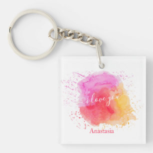Modern Pink Paint    Keychain