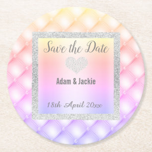 MODERN PINK PASTEL DIAMOND SAVE THE DATE COASTER