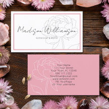 Modern Pink Peony Floral Spa Stylist Therapist