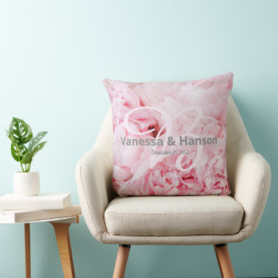 Modern Pink Peony Keepsake Throw Pillow