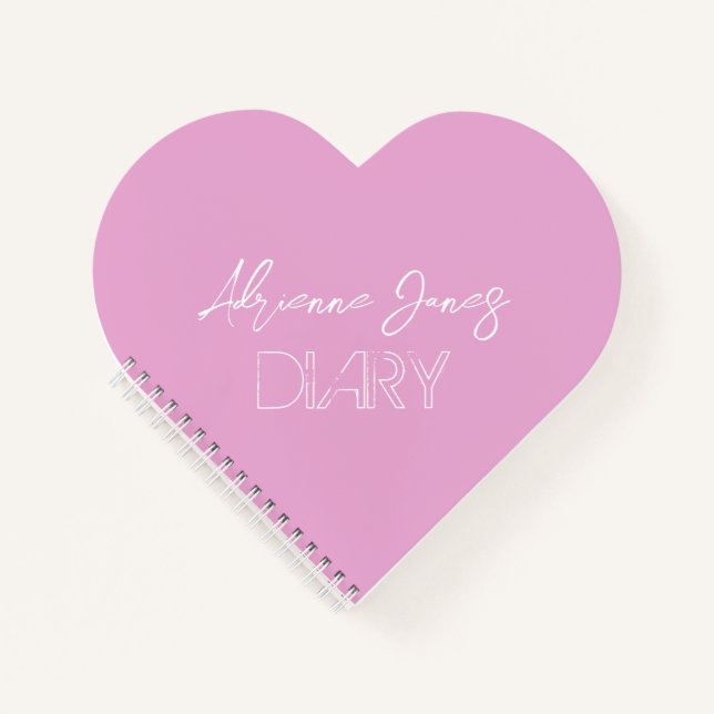 Modern Pink Personalized Heart Shaped Notebook (Front)