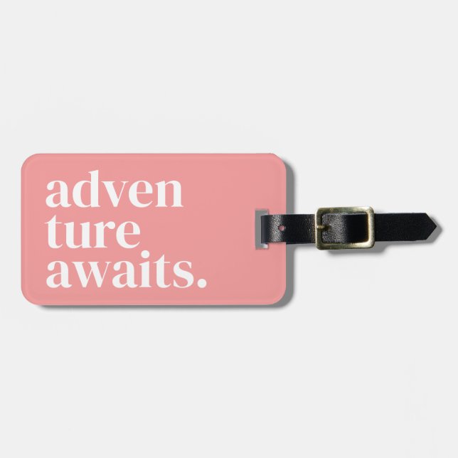 Modern Pink Personalized Luggage Tag (Front Horizontal)